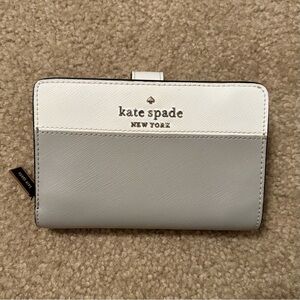 Kate Spade Staci Two-Tone Wallet in White and Gray